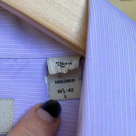 Burberry London Men’s 16.5-42 White Pink Striped Button Up Designer Dress Shirt - Picture 4 of 14